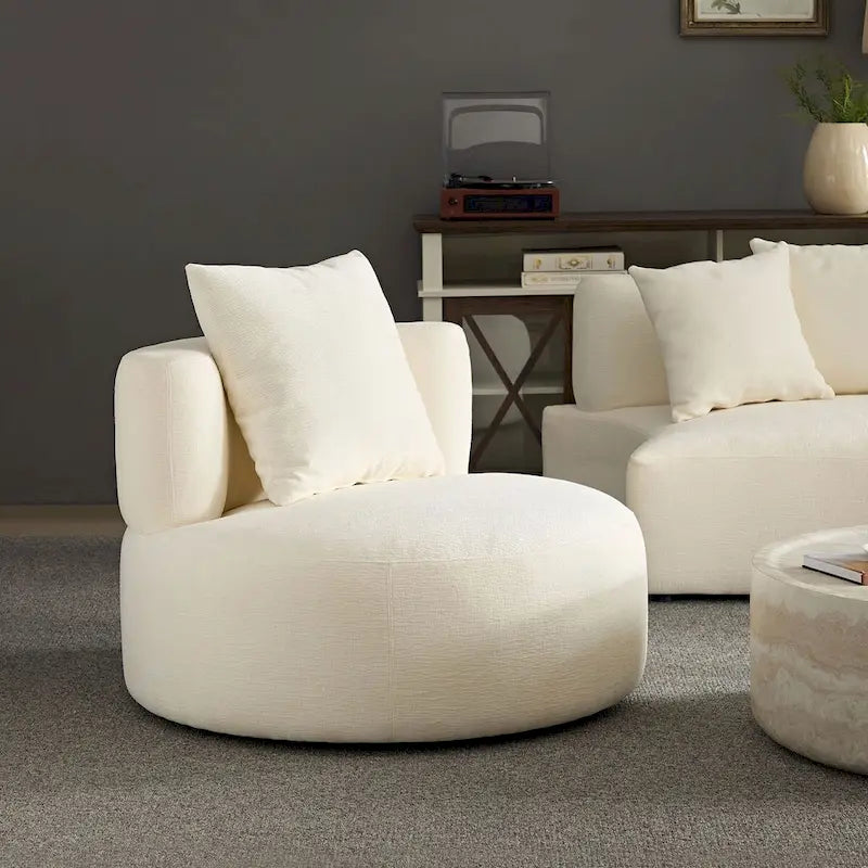 Modernes 2-in-1 Ecksofa mit Rundung und drehbarer Funktion, 360° drehbares gemütliches 4-Sitzer Polstersofa