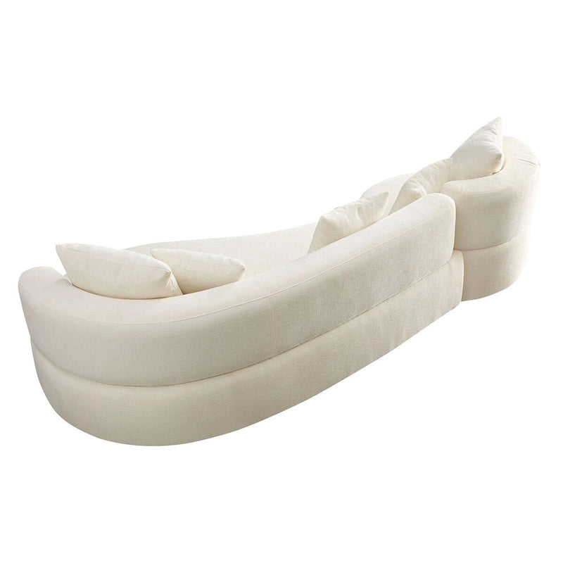 Modernes 2-in-1 Ecksofa mit Rundung und drehbarer Funktion, 360° drehbares gemütliches 4-Sitzer Polstersofa