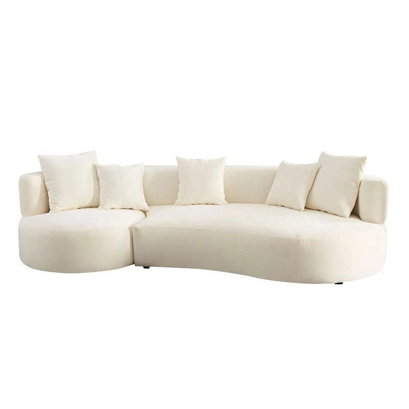 Modernes 2-in-1 Ecksofa mit Rundung und drehbarer Funktion, 360° drehbares gemütliches 4-Sitzer Polstersofa