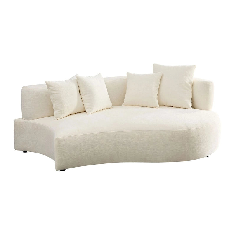 Modernes 2-in-1 Ecksofa mit Rundung und drehbarer Funktion, 360° drehbares gemütliches 4-Sitzer Polstersofa