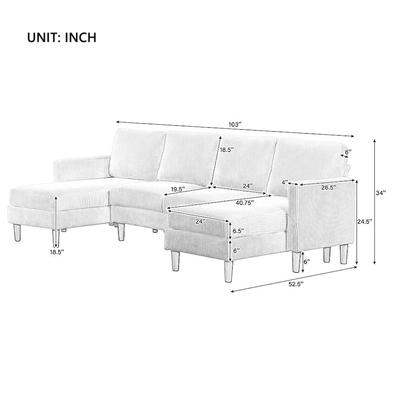 U-förmiges Sofa-Modulsystem für Wohnzimmer und großzügige Räume