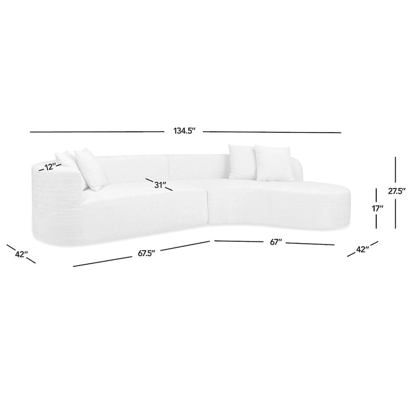 Mallory 134.5 Ecksofa mit Recamiere rechts, geschwungen, in der Box geliefert