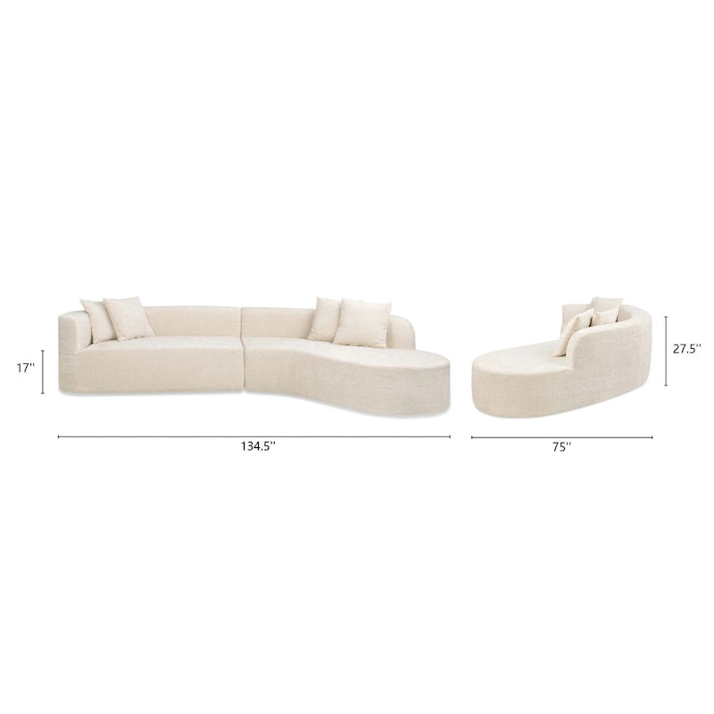 Mallory 134.5 Ecksofa mit Recamiere rechts, geschwungen, in der Box geliefert