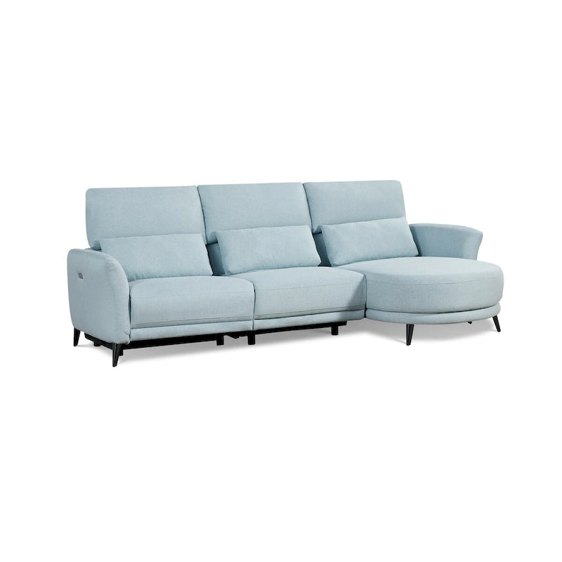 Wells Hellblaues Chaise-Longue-Ecksofa mit Armlehne rechts