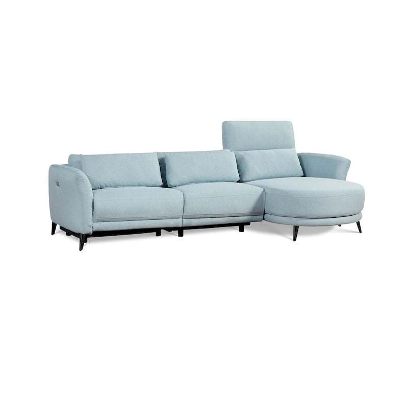 Wells Hellblaues Chaise-Longue-Ecksofa mit Armlehne rechts