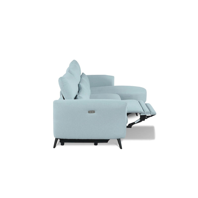 Wells Hellblaues Chaise-Longue-Ecksofa mit Armlehne rechts
