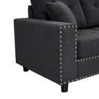 Merax L-förmiges modulares Sektionssofa aus Leinen mit Kissen