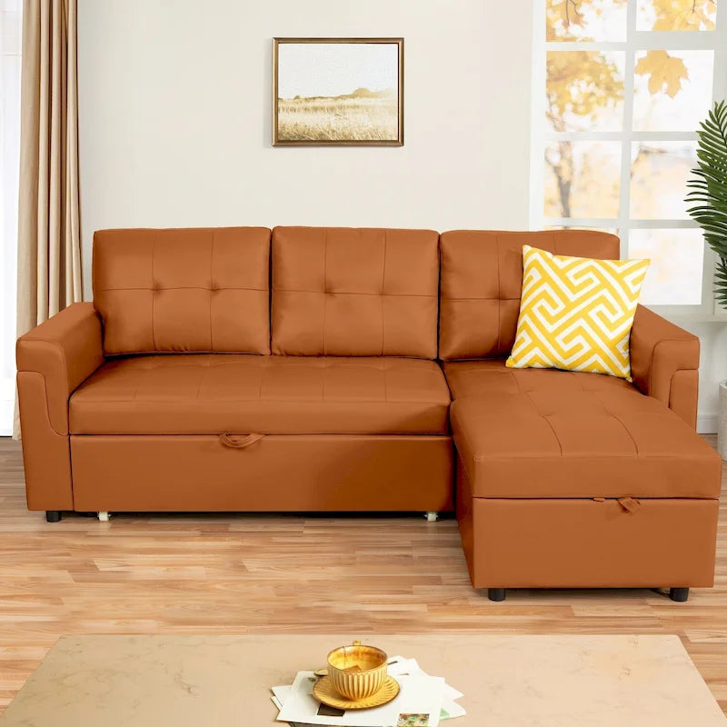 Umwandelbares L-förmiges Schlafsofa mit Stauraum, modernes Schlafsofa für das Wohnzimmer