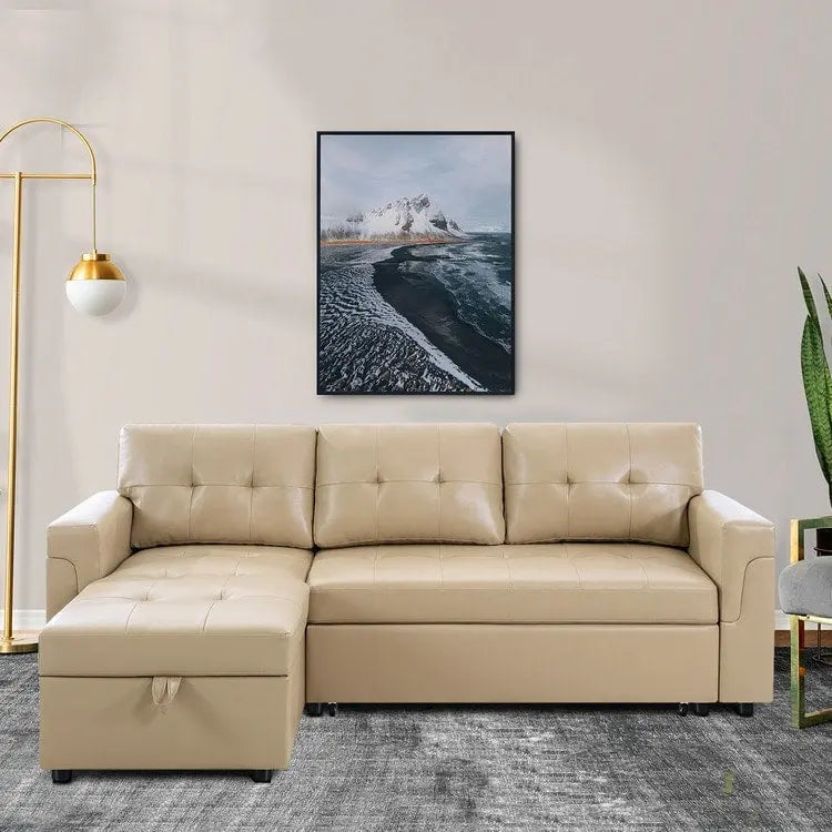Umwandelbares L-förmiges Schlafsofa mit Stauraum, modernes Schlafsofa für das Wohnzimmer