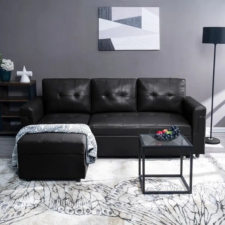 Umwandelbares L-förmiges Schlafsofa mit Stauraum, modernes Schlafsofa für das Wohnzimmer