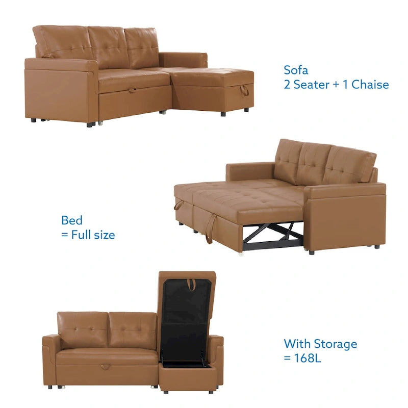 Umwandelbares L-förmiges Schlafsofa mit Stauraum, modernes Schlafsofa für das Wohnzimmer