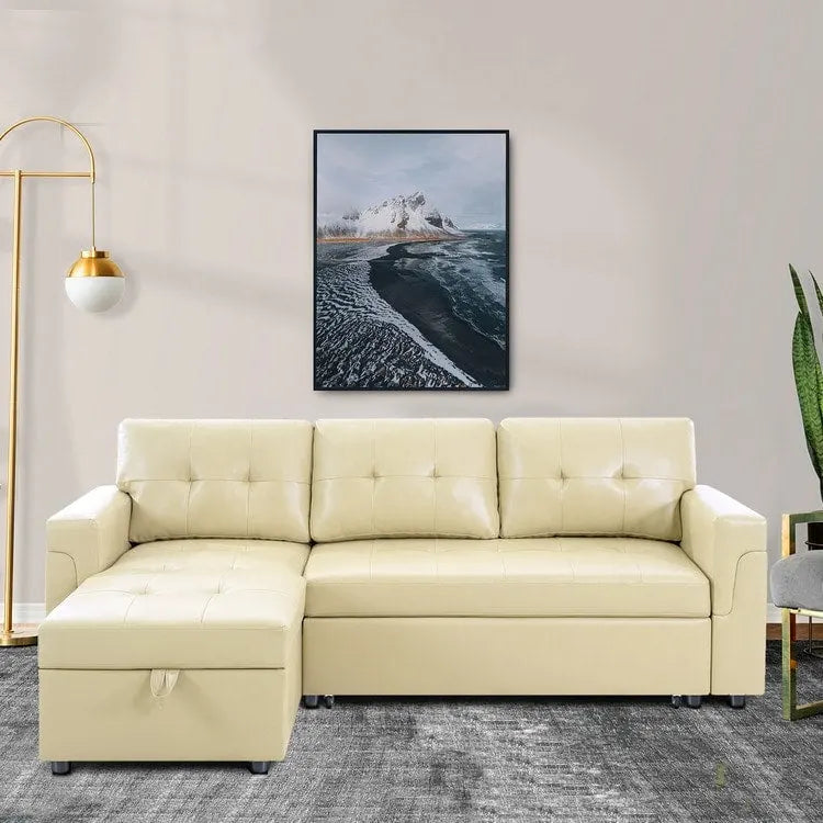Umwandelbares L-förmiges Schlafsofa mit Stauraum, modernes Schlafsofa für das Wohnzimmer