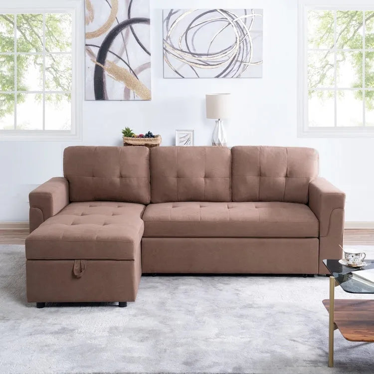 Umwandelbares L-förmiges Schlafsofa mit Stauraum, modernes Schlafsofa für das Wohnzimmer