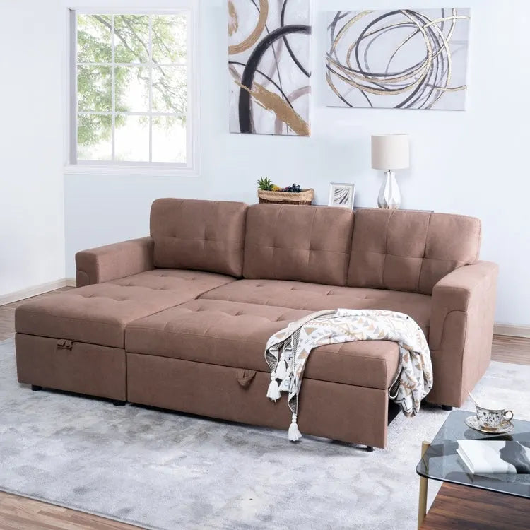 Umwandelbares L-förmiges Schlafsofa mit Stauraum, modernes Schlafsofa für das Wohnzimmer