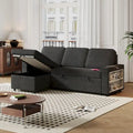 Oaks Aura 85.8 Zoll Ausziehbares Schlafsofa, L-förmige Couch mit USB-Anschluss, umwandelbares Schlafsofa mit Ablageregalen
