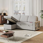 Oaks Aura 85.8 Zoll Ausziehbares Schlafsofa, L-förmige Couch mit USB-Anschluss, umwandelbares Schlafsofa mit Ablageregalen