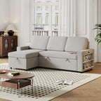 Oaks Aura 85.8 Zoll Ausziehbares Schlafsofa, L-förmige Couch mit USB-Anschluss, umwandelbares Schlafsofa mit Ablageregalen
