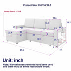 Oaks Aura 85.8 Zoll Ausziehbares Schlafsofa, L-förmige Couch mit USB-Anschluss, umwandelbares Schlafsofa mit Ablageregalen