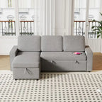 Oaks Aura 85.8 Zoll Ausziehbares Schlafsofa, L-förmige Couch mit USB-Anschluss, umwandelbares Schlafsofa mit Ablageregalen