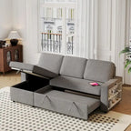 Oaks Aura 85.8 Zoll Ausziehbares Schlafsofa, L-förmige Couch mit USB-Anschluss, umwandelbares Schlafsofa mit Ablageregalen