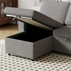 Oaks Aura 85.8 Zoll Ausziehbares Schlafsofa, L-förmige Couch mit USB-Anschluss, umwandelbares Schlafsofa mit Ablageregalen