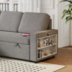 Oaks Aura 85.8 Zoll Ausziehbares Schlafsofa, L-förmige Couch mit USB-Anschluss, umwandelbares Schlafsofa mit Ablageregalen