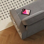 Oaks Aura 85.8 Zoll Ausziehbares Schlafsofa, L-förmige Couch mit USB-Anschluss, umwandelbares Schlafsofa mit Ablageregalen