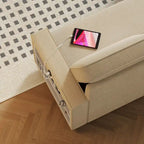 Oaks Aura 85.8 Zoll Ausziehbares Schlafsofa, L-förmige Couch mit USB-Anschluss, umwandelbares Schlafsofa mit Ablageregalen