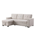 Lusy 85 Inch Reversible Sleeper Sectional Sofa with Storage Chaise, Beige