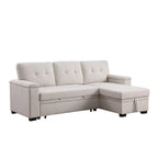 Lusy 85 Zoll Schlafsofa mit Recamiere und Stauraum, Beige