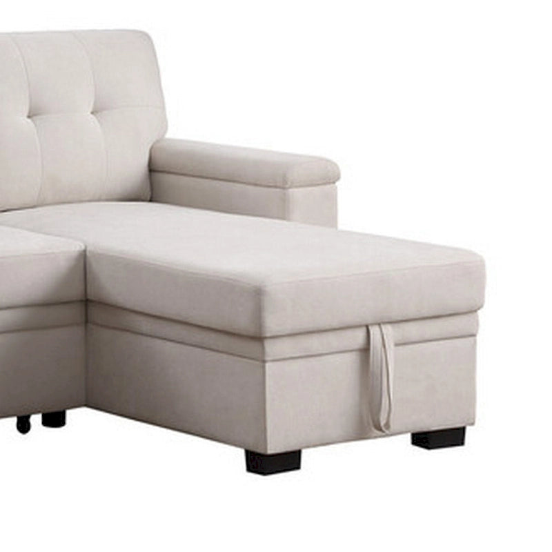 Lusy 85 Zoll Schlafsofa mit Recamiere und Stauraum, Beige