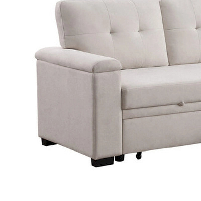 Lusy 85 Zoll Schlafsofa mit Recamiere und Stauraum, Beige