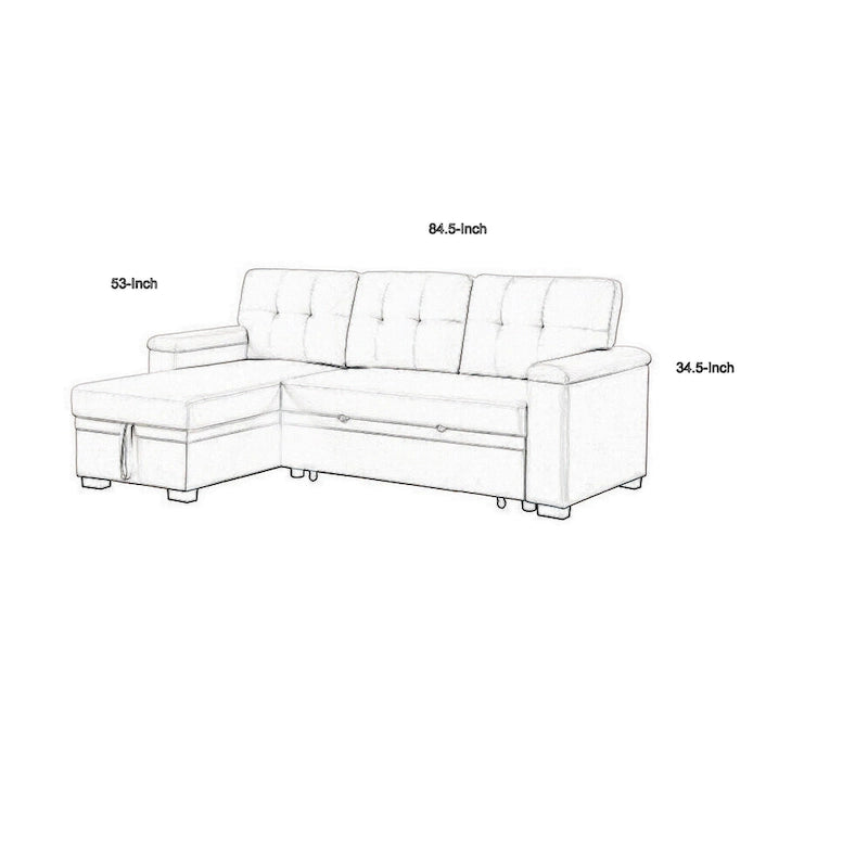 Lusy 85 Zoll Schlafsofa mit Recamiere und Stauraum, Beige