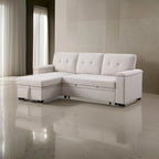 Lusy 85 Zoll Schlafsofa mit Recamiere und Stauraum, Beige