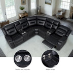 109 motorisiertes Ecksofa mit Relaxfunktion, modulares Wohnzimmer-Liegesofa mit 2 Ablagekonsolen und 4 Getränkehaltern