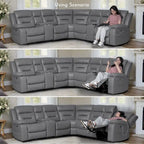 109 motorisiertes Ecksofa mit Relaxfunktion, modulares Wohnzimmer-Liegesofa mit 2 Ablagekonsolen und 4 Getränkehaltern