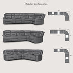 109 motorisiertes Ecksofa mit Relaxfunktion, modulares Wohnzimmer-Liegesofa mit 2 Ablagekonsolen und 4 Getränkehaltern