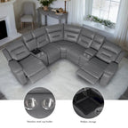 109 motorisiertes Ecksofa mit Relaxfunktion, modulares Wohnzimmer-Liegesofa mit 2 Ablagekonsolen und 4 Getränkehaltern