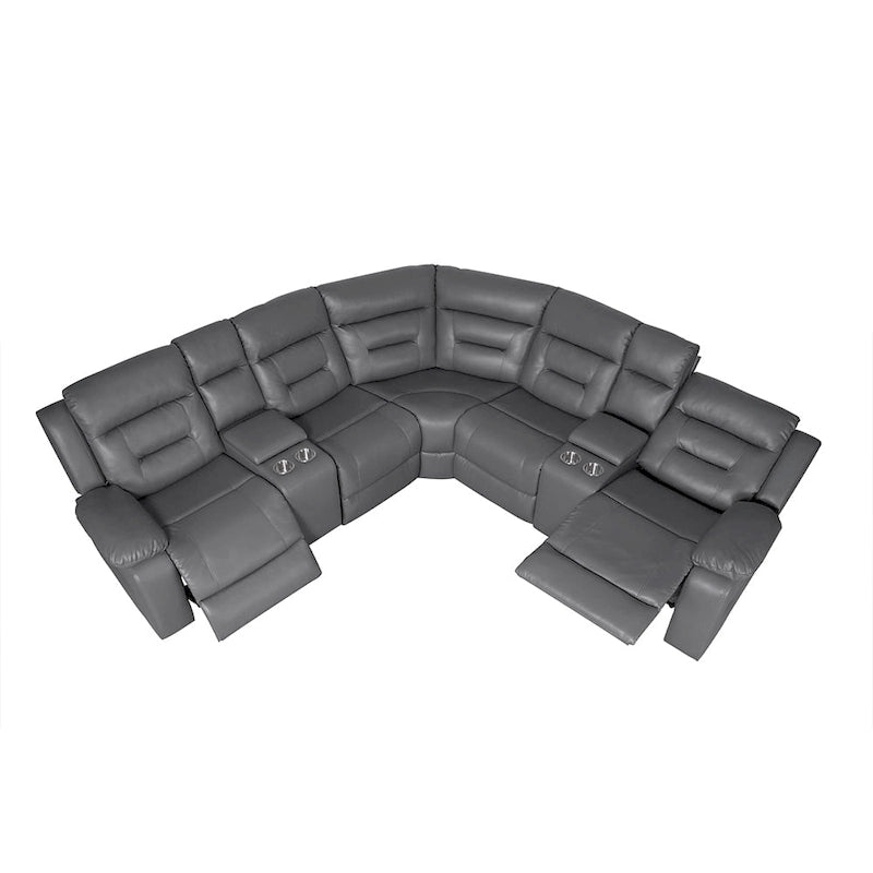 109 motorisiertes Ecksofa mit Relaxfunktion, modulares Wohnzimmer-Liegesofa mit 2 Ablagekonsolen und 4 Getränkehaltern