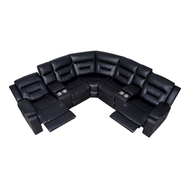 109 motorisiertes Ecksofa mit Relaxfunktion, modulares Wohnzimmer-Liegesofa mit 2 Ablagekonsolen und 4 Getränkehaltern