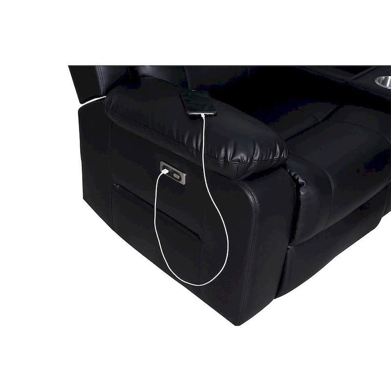 109 motorisiertes Ecksofa mit Relaxfunktion, modulares Wohnzimmer-Liegesofa mit 2 Ablagekonsolen und 4 Getränkehaltern