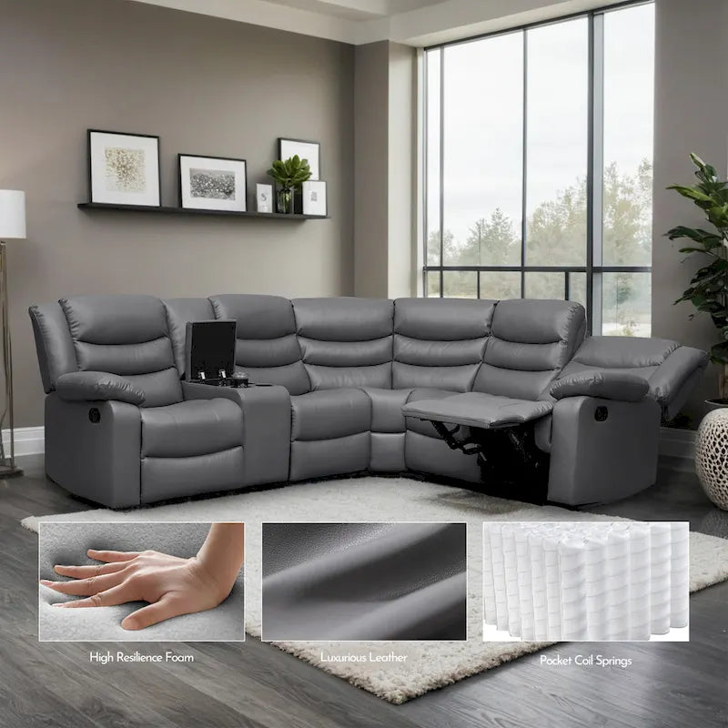 106 cm manuelles modulares Ecksofa mit 1 Konsole und 2 Getränkehaltern, Wohnzimmer/Büro