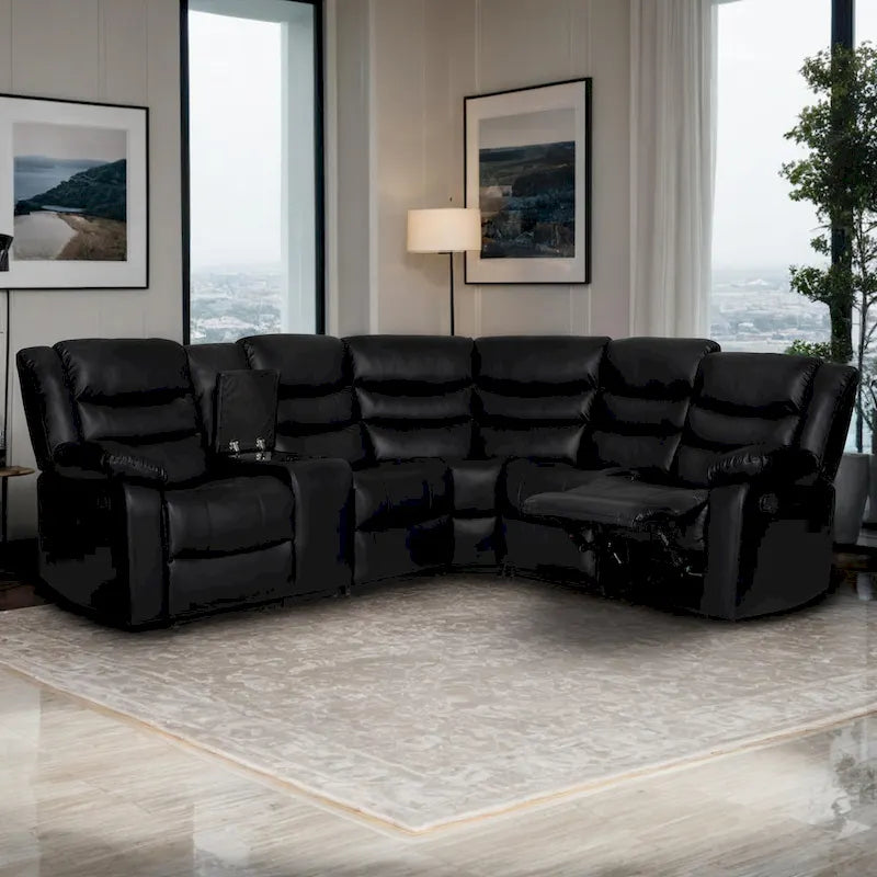 106 cm manuelles modulares Ecksofa mit 1 Konsole und 2 Getränkehaltern, Wohnzimmer/Büro