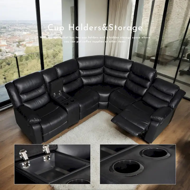 106 cm manuelles modulares Ecksofa mit 1 Konsole und 2 Getränkehaltern, Wohnzimmer/Büro