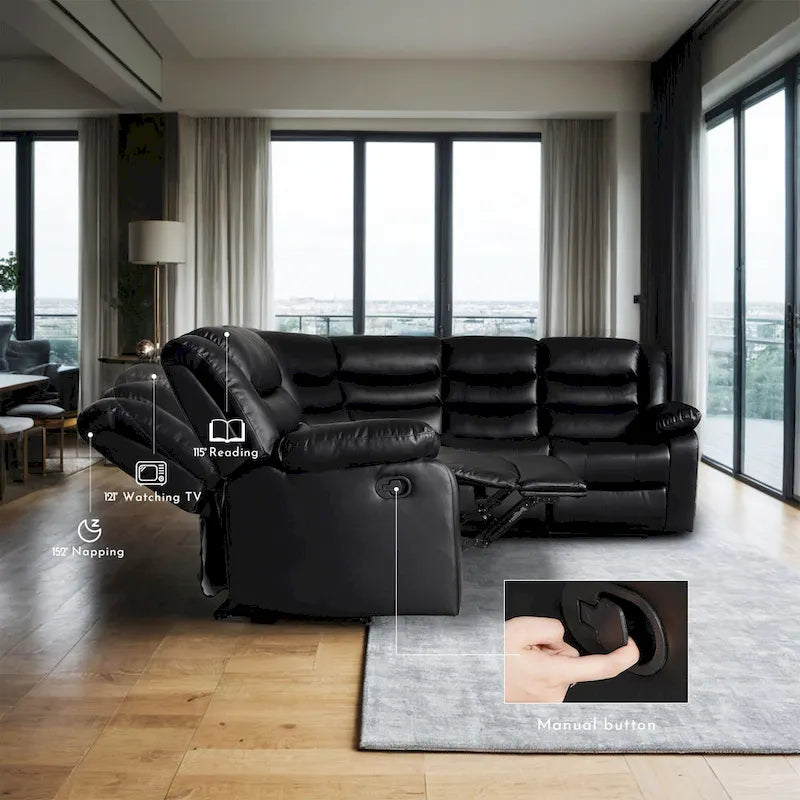 106 cm manuelles modulares Ecksofa mit 1 Konsole und 2 Getränkehaltern, Wohnzimmer/Büro