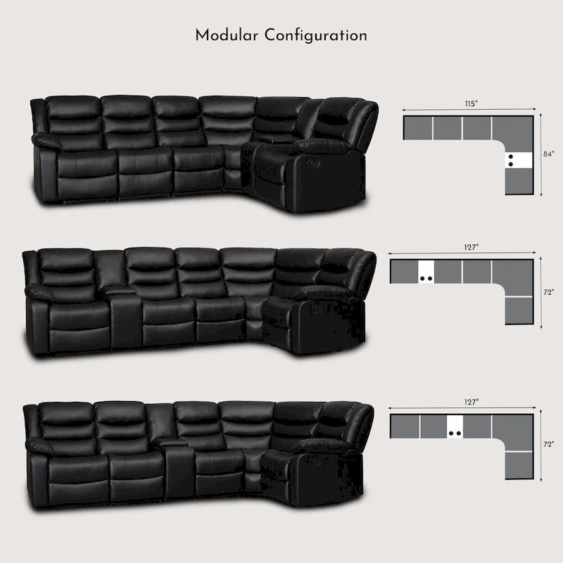 106 cm manuelles modulares Ecksofa mit 1 Konsole und 2 Getränkehaltern, Wohnzimmer/Büro