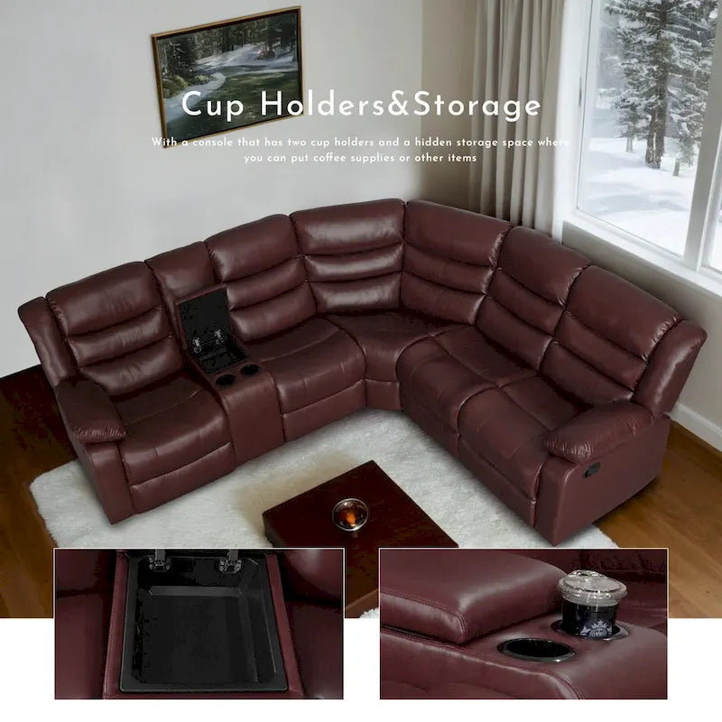 106 cm manuelles modulares Ecksofa mit 1 Konsole und 2 Getränkehaltern, Wohnzimmer/Büro