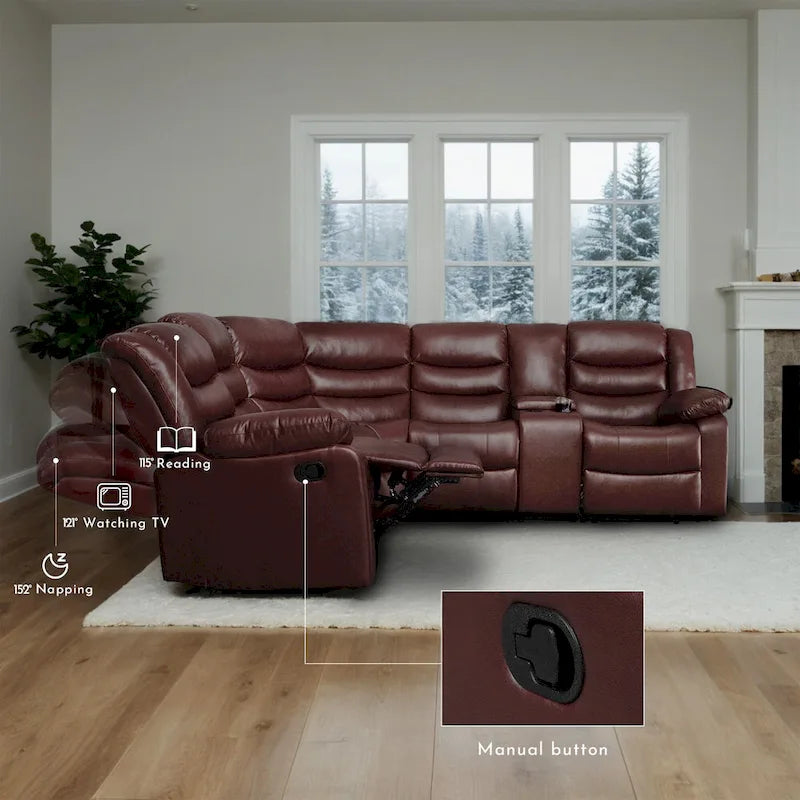 106 cm manuelles modulares Ecksofa mit 1 Konsole und 2 Getränkehaltern, Wohnzimmer/Büro