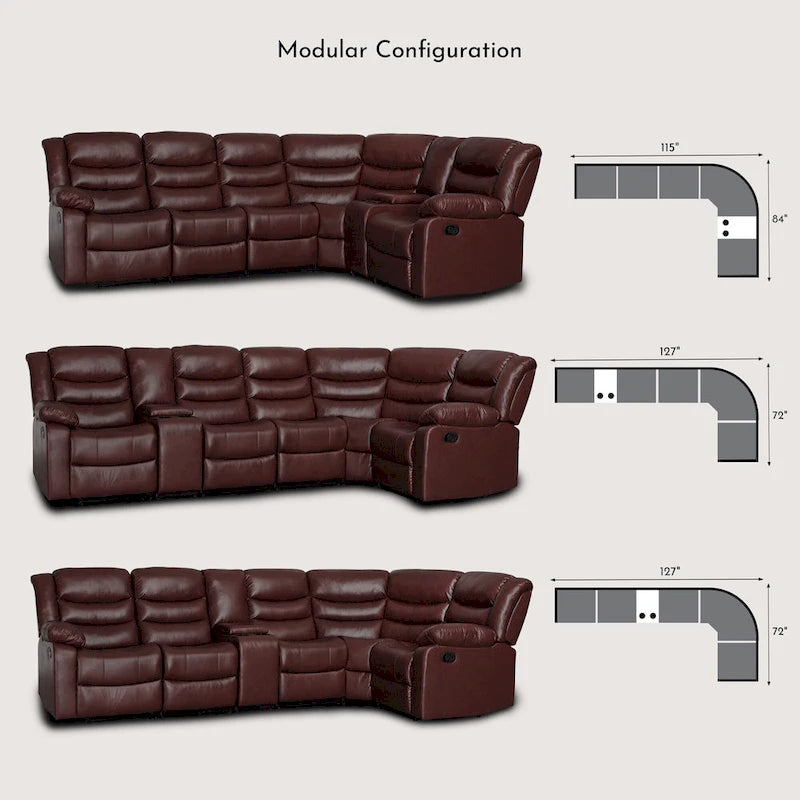 106 cm manuelles modulares Ecksofa mit 1 Konsole und 2 Getränkehaltern, Wohnzimmer/Büro