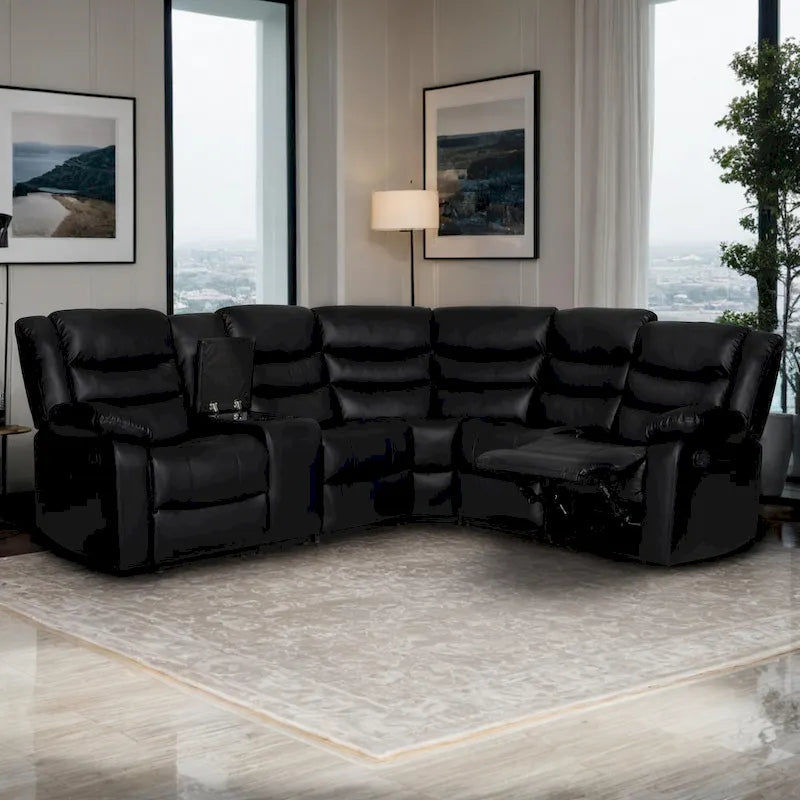 106 cm manuelles modulares Ecksofa mit 1 Konsole und 2 Getränkehaltern, Wohnzimmer/Büro